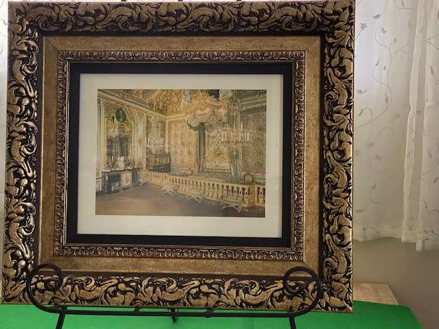 PICTURE IN ANTIQUE FRAME OF KING LUDWIG XIV BEDROOM PALACE OF VERSAILES