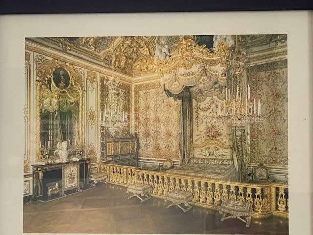 PICTURE IN ANTIQUE FRAME OF KING LUDWIG XIV BEDROOM PALACE OF VERSAILES