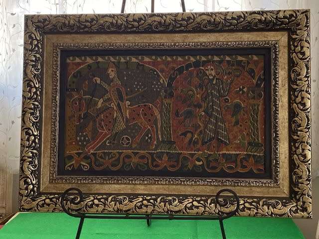 INDIAN TAPESTRY IN ANTIQUE FRAME