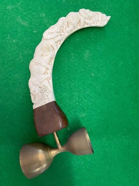 WARTHOG TUSK CARVED IVORY TOT MEASURE