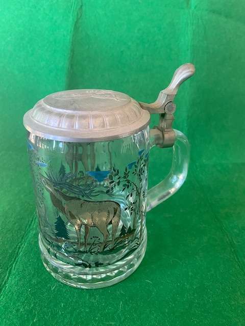 GERMAN CLEAR CRYSTAL MOOSE BEER STEIN