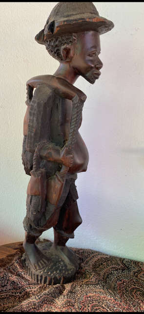 SOLID.WOOD MALAWIAN FISHER MAN SCULPTURE
