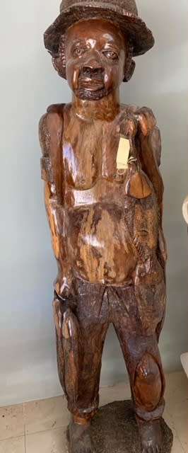 LIFESIZE MALAWIAN FISHERMAN FROM SOLID IRON WOOD