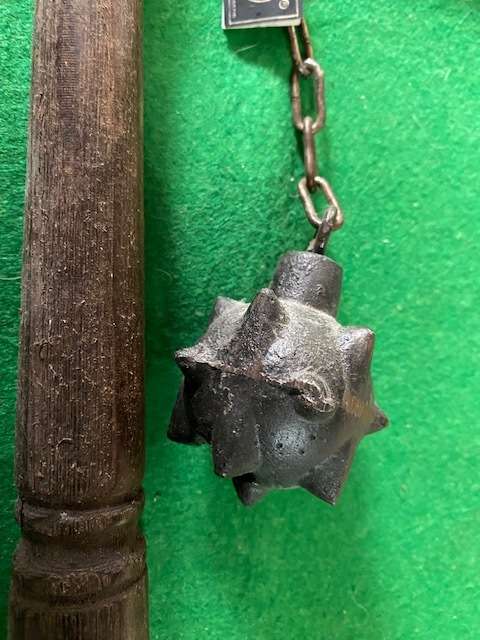 SPIKED BALL IRON FLAIL & WOODEN HANDLE