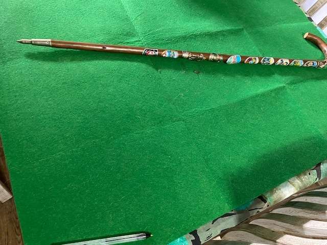 GERMAN BLACK FOREST WALKING STICK WITH BADGES