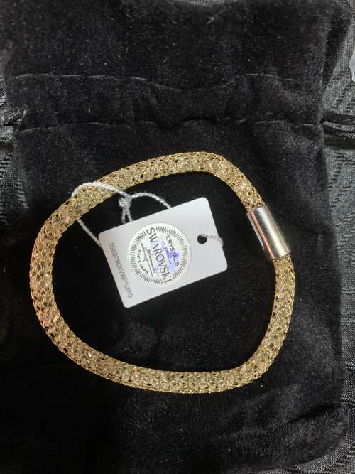 Destiny Yellow Gold Mesh Bracelet With Swarovski Crystals