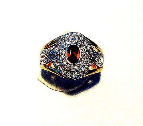 Ladies Gold pave and ruby ring
