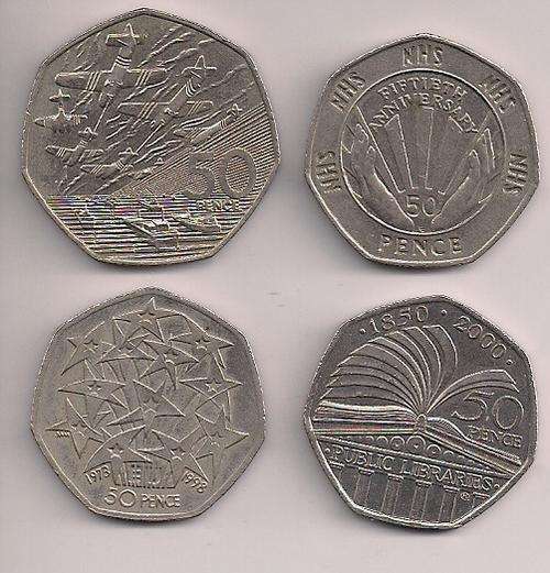 GREAT BRITAIN - 50 PENCE ANNIVERSARY COINS