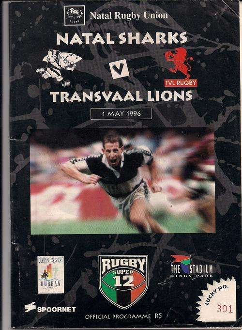 Programme - Natal Sharks v Transvaal Lions - Super 12 1 May 1996