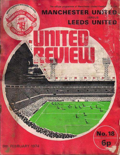 Programme Manchester United v Leeds United 9 February 1974