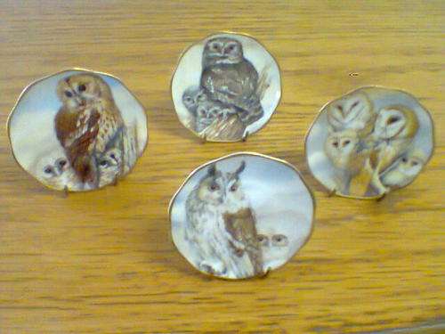 4 SMALL ORNAMENTAL STAFFORDSHIRE FINE BONE CHINA PLATES 70mm