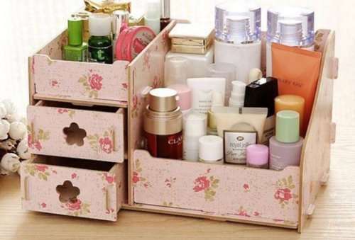 DIY Wooden Makeup Cosmetic Organiser