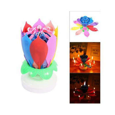 Musical Flower Rotating Birthday Candles - Multi Color