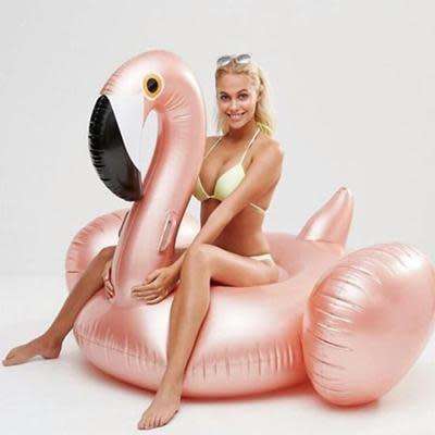 Inflatable Flamingo Pool Float | Rose Gold