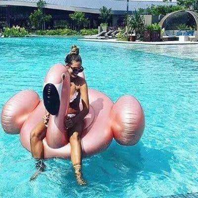 Inflatable Flamingo Pool Float | Rose Gold