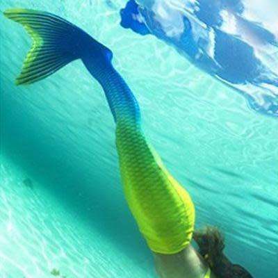 Adult Mermaid Tail Swimsuit Yellow/Blue JP40