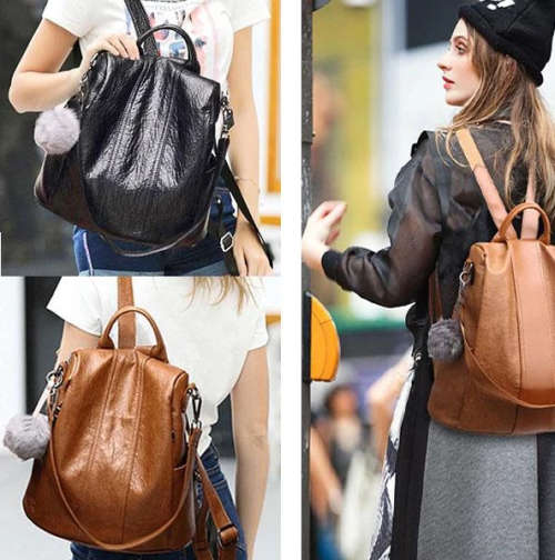 Iconix 3-Way PU Leather Anti-Theft Backpack
