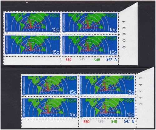 RSA International Telecoms Day MNH CONTROL BLOCKS A AND B