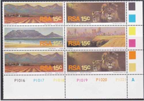 RSA South Africa Tourism MNH COTROL BLOCK OF 6