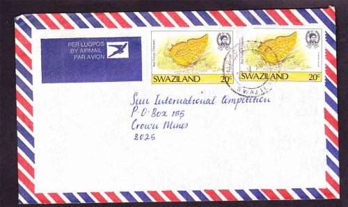 Swaziland to South Africa - Butterflies - Air Mail Commercial Cover