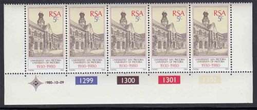 South Africa RSA - 1980 - University of Pretoria, 50th anniv - Control Strip