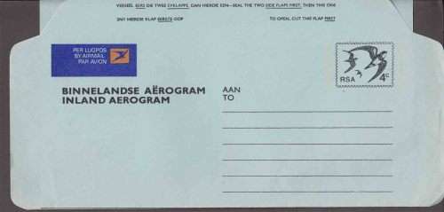South Africa RSA - Aerogramme Air Letter - Swallows 4c