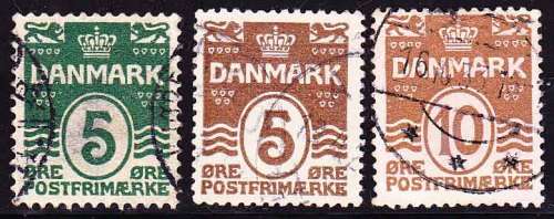 Denmark - 1905 to 1930 - Wavy Lines and Numeral of Value