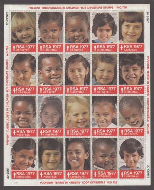 Christmas Stamps - 1977 - Tuberculosis in Children - Cinderellas Seals Labels - Part Sheet