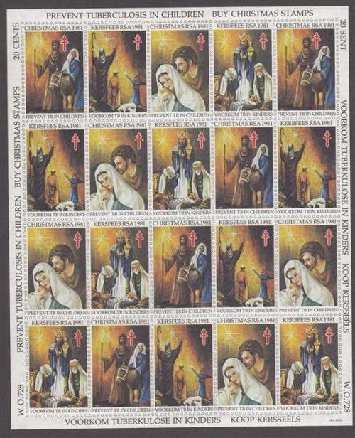 Christmas Stamps - 1981 - Kings Shepherds Nativity - Cinderellas Seals Labels - Complete Sheet