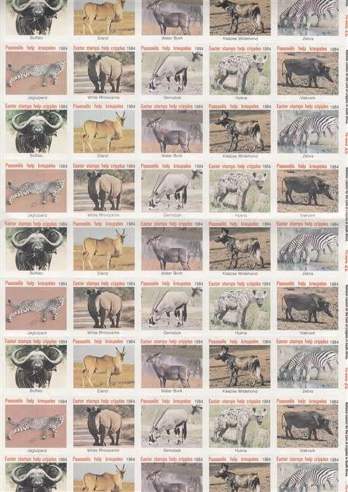 Easter Stamps - 1984 - Wild Animals - Cinderellas Seals Labels - Complete Sheet