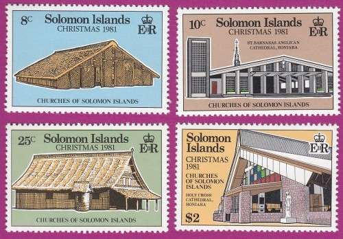 Solomon Islands British - 1981 - Queen Elizabeth II - Christmas, Churches