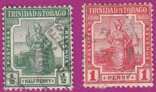 Trinidad and Tobago - British Colony - 1913 to 1922 King George V - Britannia - 1p & 1/2p