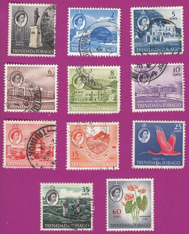 Trinidad and Tobago - British Colony - 1960 - Queen Elizabeth II - Buildings Fauna Flora