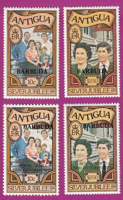 Silver Jubilee overprinted Royal Visit - Queen Elizabeth II - 1977 - Antigua overprinted Barbuda