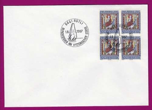 Switzerland on Cover 1967  National celebration at historical site on Pro Patria