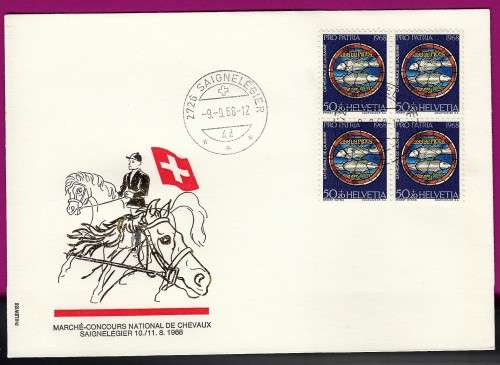 Switzerland on Cover 1968 National competition of horses Saignelégier on Pro Patria