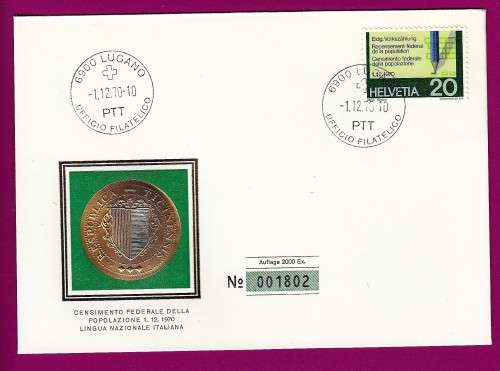 Switzerland on Cover Lugano 1970 on Census