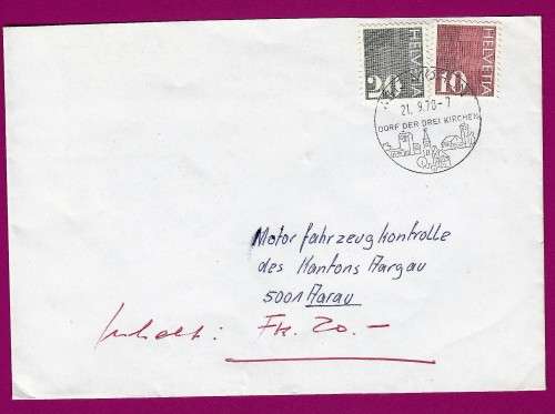 Switzerland on Cover Mohlin 1970 on Numerals