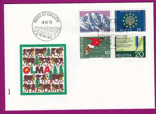 Switzerland on Cover St. Gallen 1970 on Soccer, Census, Alps, Nature Conservation