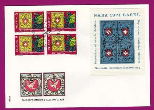 Switzerland on Cover 1971 Basel Stamp Exhibition on Stamps on Stamps