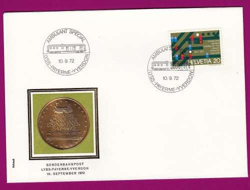 Switzerland - 1972 - Lyss-Payerne-Yverdon on 125th anniversary of Swiss railroads