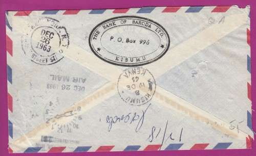 Kenya on Cover - 1963 - Registered Kisumu to New York Air Mail