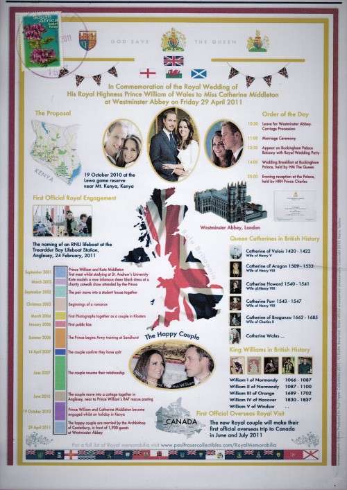Great Britain South Africa stamp tied - Royal Wedding of Prince William to Catherine Middleton
