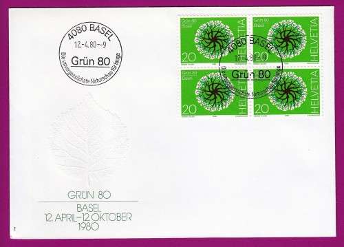 Switzerland Date Stamp Page - 1980 - Green '80, Swiss Horticultural & Gardening Expo