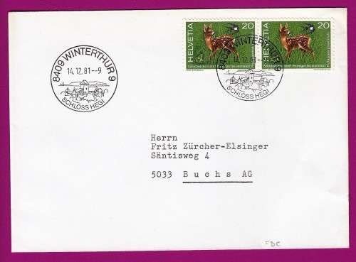 Switzerland on Cover - 1981 (1976) - Fawn, Frog and Swallow Wildlife protection