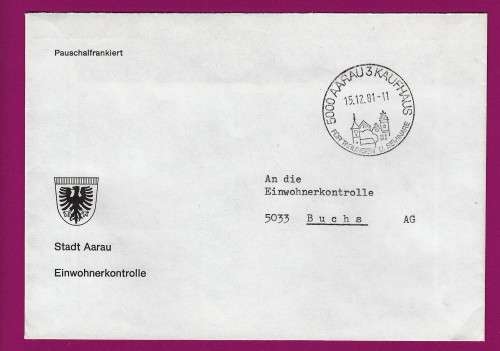 Switzerland on Cover - 1981 - Stadt Aarau Einwohnerkontrolle