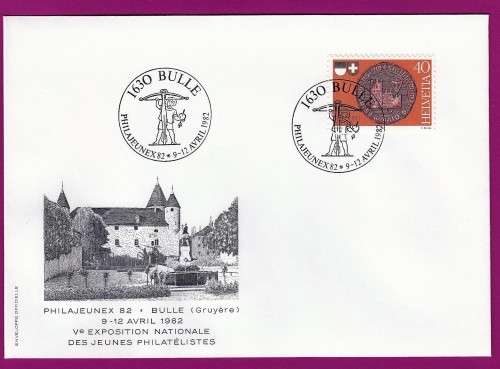 Switzerland Date Stamp Page  - 1982 - Seal of Fribourg
