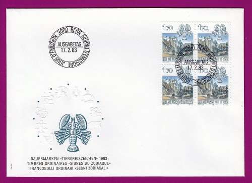 Switzerland on Cover - 1982 to 1986 - Signs of the Zodiac and City Views Cancer
