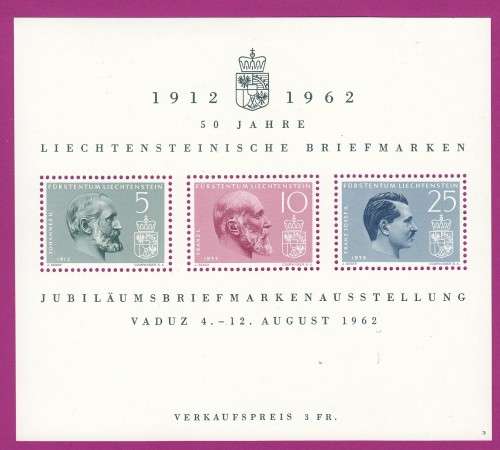 Lichtenstein/Liechtenstein - 1962 - 50th Anniversary of Postage Stamps