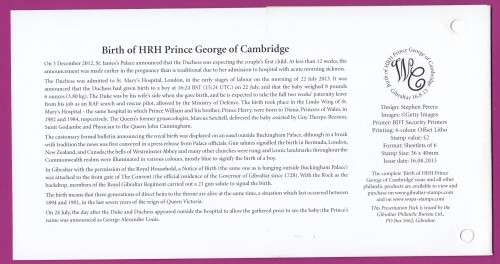 Gibraltar - 2013 - Birth of HRH Prince George of Cambridge